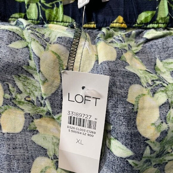 NWT - Loft full leg cropped pants in zesty lemon print; sz. XL - Picture 5 of 5